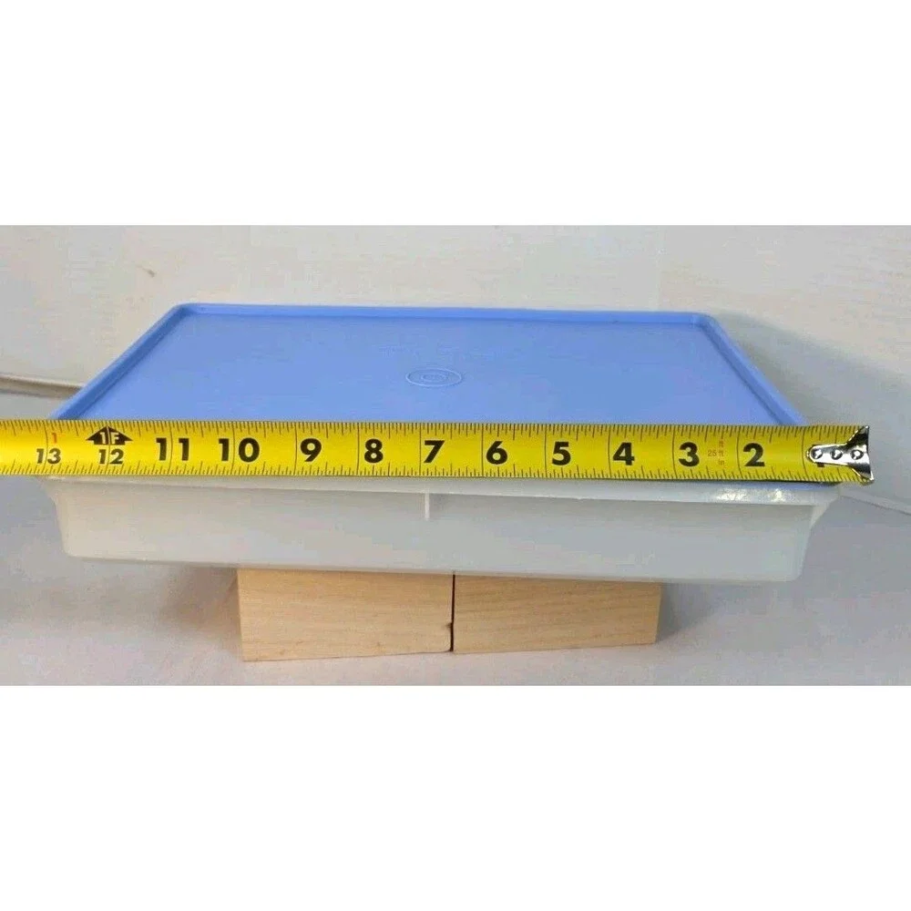 Vintage Tupperware 9 X 13 X 3 Snack & Store Sheer/ Blue Lid 290-2